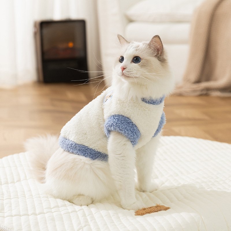 主图_1 New Arrival Autumn & Winter Cat Warm Fleece Jacket, Minimalist Koala Patch 2-Leg Apparel for Kittens & Adult Cats – Bild 1