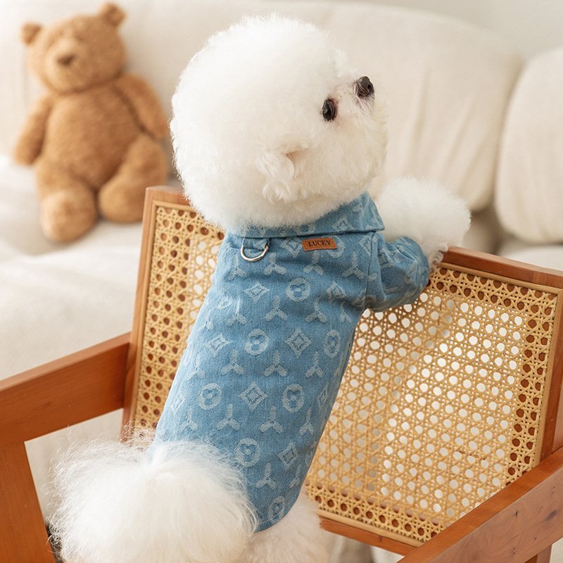 主图_3 Autumn Pet Denim Jacket with Traction Function, Apparel for Small-Sized Cats & Dogs - Image 1